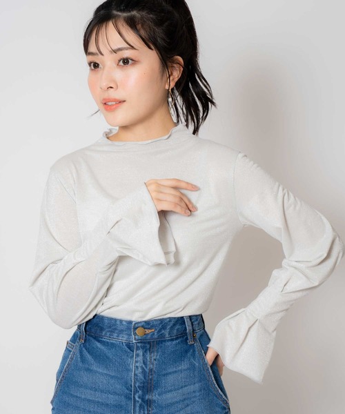 NOELA(ノエラ)の「ラメタックスリーブカットソー(Tシャツ/カットソー・レディース・ライトグリーン/ベージュ/グレー・フリー)」の10枚目の写真