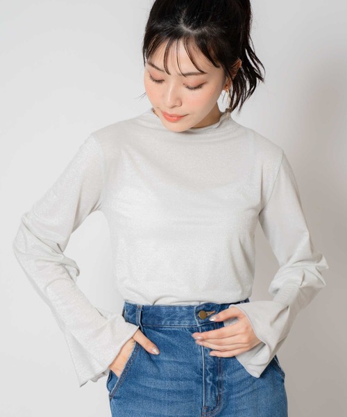 NOELA(ノエラ)の「ラメタックスリーブカットソー(Tシャツ/カットソー・レディース・ライトグリーン/ベージュ/グレー・フリー)」の11枚目の写真