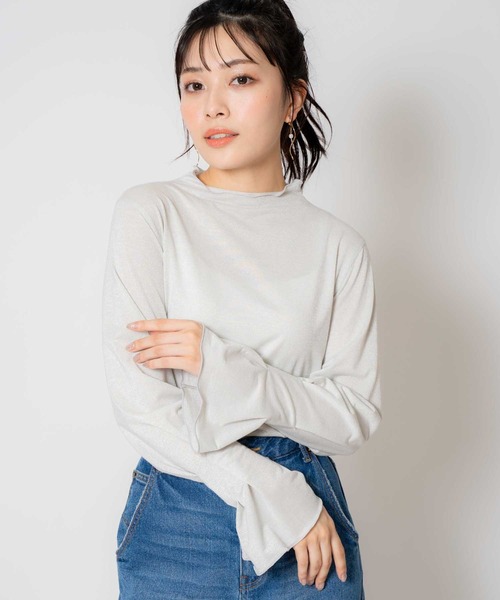 NOELA(ノエラ)の「ラメタックスリーブカットソー(Tシャツ/カットソー・レディース・ライトグリーン/ベージュ/グレー・フリー)」の12枚目の写真