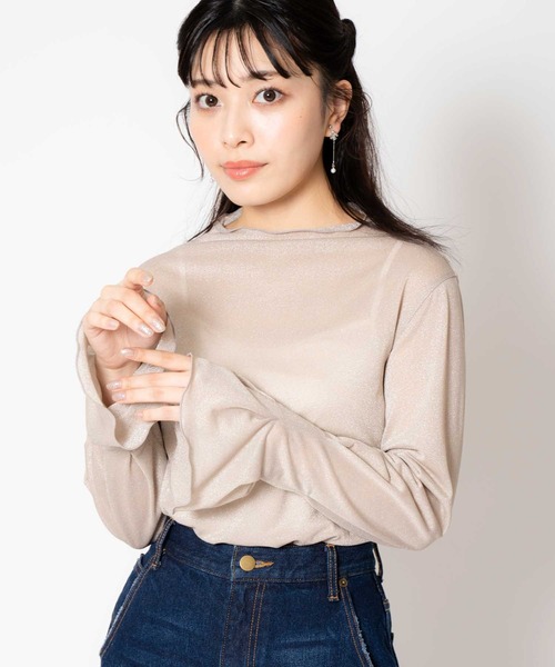 NOELA(ノエラ)の「ラメタックスリーブカットソー(Tシャツ/カットソー・レディース・ライトグリーン/ベージュ/グレー・フリー)」の7枚目の写真