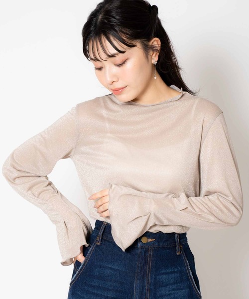 NOELA(ノエラ)の「ラメタックスリーブカットソー(Tシャツ/カットソー・レディース・ライトグリーン/ベージュ/グレー・フリー)」の8枚目の写真