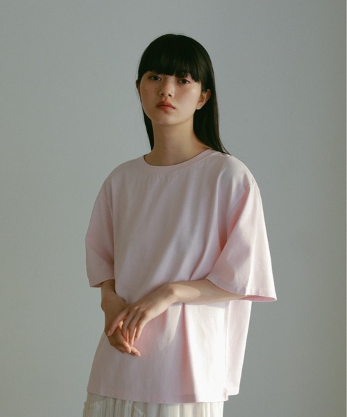 CASA FLINE(カーサフライン)の「コットンリラックスTシャツ(Tシャツ/カットソー・レディース・ホワイト/ライム/ピンク/ベージュ/ブラック/チャコールグレー・FREE)」の6枚目の写真