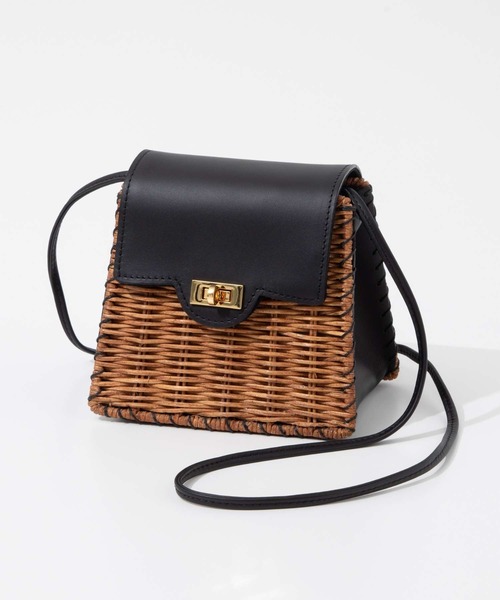 The Bagmati（ザバグマティ）の「BAGMATI LEATHER COMBINATION MINI BASKET SHOULDERBAG バグマティ レザー使い　ミニかごバッグ　ショルダー（ショルダーバッグ・レディース・オフホワイト/ブラック・FREE）」の9枚目の写真
