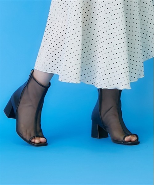 axes femme（アクシーズファム）の「ライン使いシアーブーツ（ブーツ・レディース・ブラック/ベージュ・MEDIUM/LARGE）」の2枚目の写真