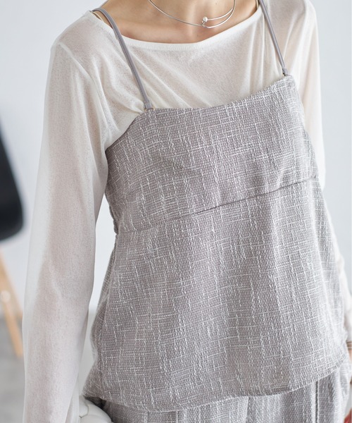 each（イーチ）の「【セットアップ可能】ツイードキャミビスチェ（キャミソール・レディース・アイボリー/グレイッシュベージュ/ブラック・FREE）」の21枚目の写真