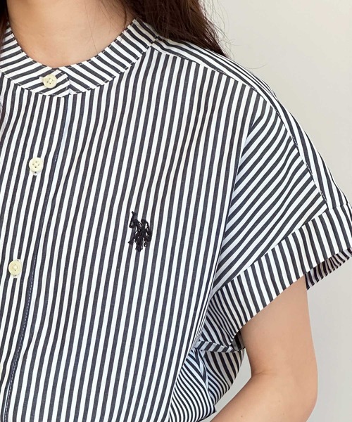 U.S. POLO ASSN.(ユーエスポロアッスン)の「GeeRA別注【U.S. POLO ASSN.】夏 におすすめ!フレンチスリーブワンポイント刺繍シャツブラウス(シャツ/ブラウス・レディース・ベージュ/ネイビー/オフホワイト/ブラック/ブルー系その他/ダークネイビー/ブラック系その他・X-LARGE/MEDIUM/LARGE)」の21枚目の写真