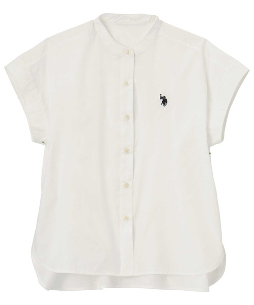 U.S. POLO ASSN.(ユーエスポロアッスン)の「GeeRA別注【U.S. POLO ASSN.】夏 におすすめ!フレンチスリーブワンポイント刺繍シャツブラウス(シャツ/ブラウス・レディース・ベージュ/ネイビー/オフホワイト/ブラック/ブルー系その他/ダークネイビー/ブラック系その他・X-LARGE/MEDIUM/LARGE)」の14枚目の写真