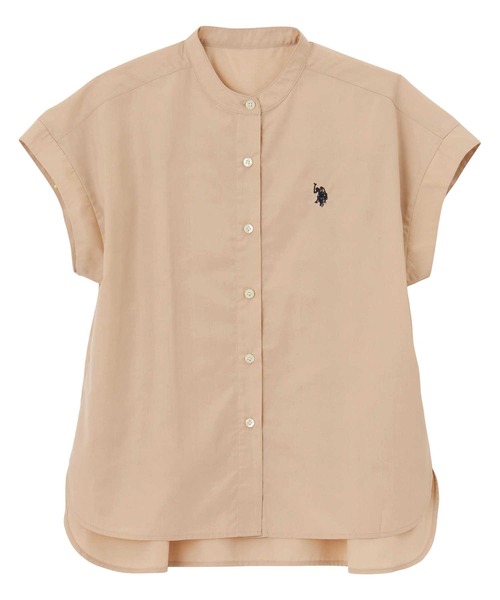 U.S. POLO ASSN.(ユーエスポロアッスン)の「GeeRA別注【U.S. POLO ASSN.】夏 におすすめ!フレンチスリーブワンポイント刺繍シャツブラウス(シャツ/ブラウス・レディース・ベージュ/ネイビー/オフホワイト/ブラック/ブルー系その他/ダークネイビー/ブラック系その他・X-LARGE/MEDIUM/LARGE)」の16枚目の写真