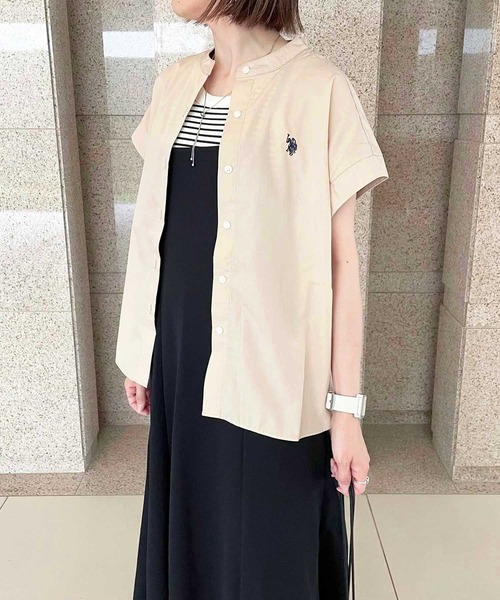 U.S. POLO ASSN.(ユーエスポロアッスン)の「GeeRA別注【U.S. POLO ASSN.】夏 におすすめ!フレンチスリーブワンポイント刺繍シャツブラウス(シャツ/ブラウス・レディース・ベージュ/ネイビー/オフホワイト/ブラック/ブルー系その他/ダークネイビー/ブラック系その他・X-LARGE/MEDIUM/LARGE)」の19枚目の写真