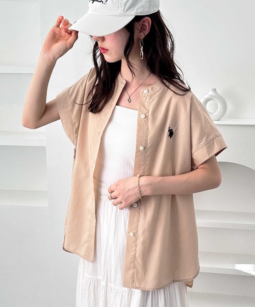 極美品✨最現行 ポロバイラルフローレン フレンチスリーブ シャツ バンドカラー セール】GeeRA別注【U.S. POLO ASSN.】夏 におすすめ！フレンチ