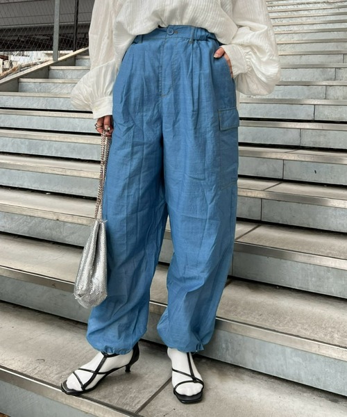 CIAOPANIC TYPY（チャオパニックティピー）の「シアーデニムカーゴパンツ（カーゴパンツ・レディース・ブルー/ネイビー/オフホワイト・MEDIUM/SMALL）」の9枚目の写真