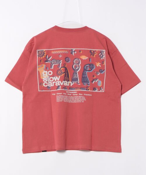 売れ筋商品|||go slow caravan ゴースローキャラバン USA/C スクエアLOGO バックプリント ゆったり TEE 送料無料 ユニセックス M L くま ヒョウ柄 半袖 コットン 綿100％ go slow caravan（ゴースローキャラバン）の「USA/C スクエア