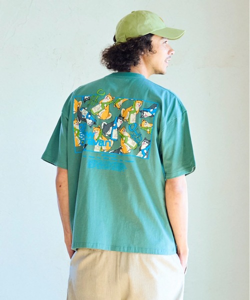 go slow caravan（ゴースローキャラバン）の「USA/C スクエアLOGOバックプリントゆったりTEE（Tシャツ/カットソー・メンズ・ミント/ホワイト/レッド/ブラック/ナチュラル・SMALL/MEDIUM/LARGE/X-LARGE）」の14枚目の写真