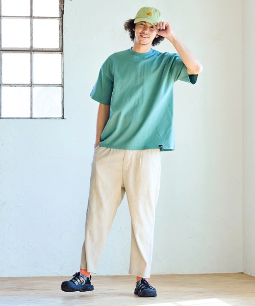 go slow caravan（ゴースローキャラバン）の「USA/C スクエアLOGOバックプリントゆったりTEE（Tシャツ/カットソー・メンズ・ミント/ホワイト/レッド/ブラック/ナチュラル・SMALL/MEDIUM/LARGE/X-LARGE）」の15枚目の写真