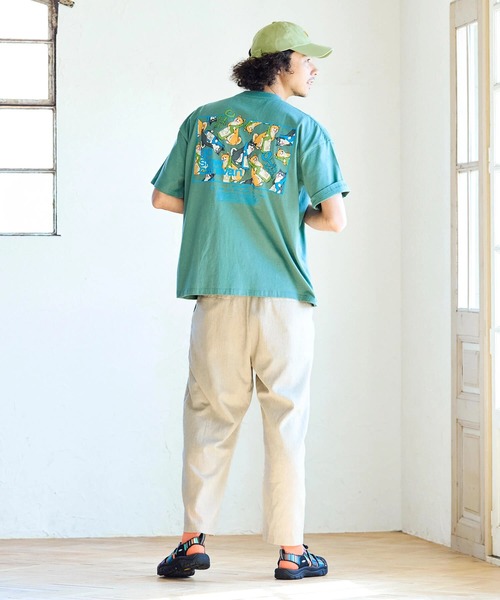 go slow caravan（ゴースローキャラバン）の「USA/C スクエアLOGOバックプリントゆったりTEE（Tシャツ/カットソー・メンズ・ミント/ホワイト/レッド/ブラック/ナチュラル・SMALL/MEDIUM/LARGE/X-LARGE）」の16枚目の写真