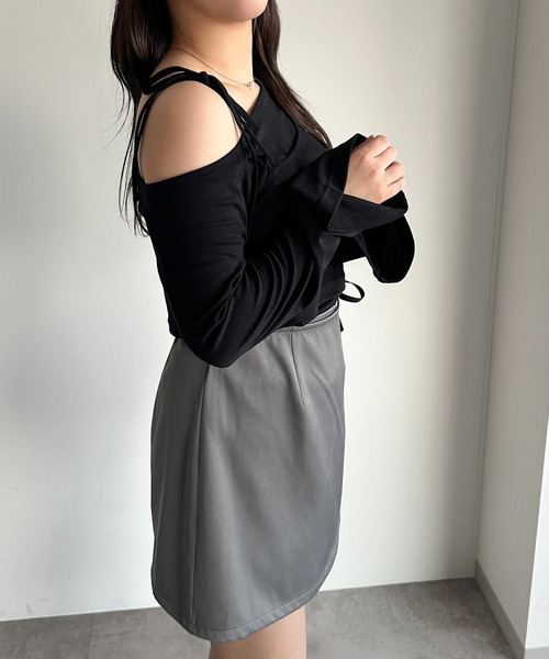 apres jour mignon（アプレジュールミニョン）の「レイヤードリボントップス【ZOZOTOWN限定アイテム】（Tシャツ/カットソー・レディース・ブラック/チャコールグレー/ダークブルー・X-LARGE/フリー）」の9枚目の写真