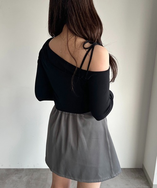 apres jour mignon（アプレジュールミニョン）の「レイヤードリボントップス【ZOZOTOWN限定アイテム】（Tシャツ/カットソー・レディース・ブラック/チャコールグレー/ダークブルー・X-LARGE/フリー）」の10枚目の写真