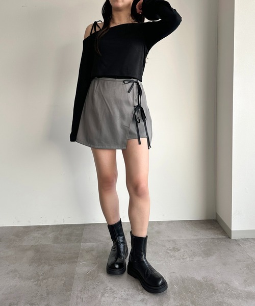 apres jour mignon（アプレジュールミニョン）の「レイヤードリボントップス【ZOZOTOWN限定アイテム】（Tシャツ/カットソー・レディース・ブラック/チャコールグレー/ダークブルー・X-LARGE/フリー）」の11枚目の写真