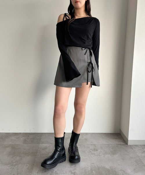 apres jour mignon（アプレジュールミニョン）の「レイヤードリボントップス【ZOZOTOWN限定アイテム】（Tシャツ/カットソー・レディース・ブラック/チャコールグレー/ダークブルー・X-LARGE/フリー）」の12枚目の写真