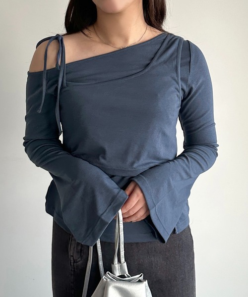 apres jour mignon（アプレジュールミニョン）の「レイヤードリボントップス【ZOZOTOWN限定アイテム】（Tシャツ/カットソー・レディース・ブラック/チャコールグレー/ダークブルー・X-LARGE/フリー）」の22枚目の写真