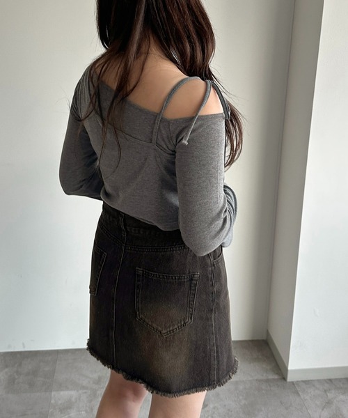 apres jour mignon（アプレジュールミニョン）の「レイヤードリボントップス【ZOZOTOWN限定アイテム】（Tシャツ/カットソー・レディース・ブラック/チャコールグレー/ダークブルー・X-LARGE/フリー）」の15枚目の写真