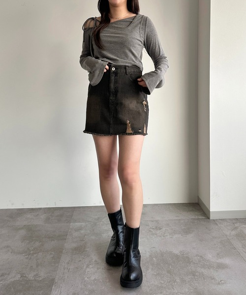 apres jour mignon（アプレジュールミニョン）の「レイヤードリボントップス【ZOZOTOWN限定アイテム】（Tシャツ/カットソー・レディース・ブラック/チャコールグレー/ダークブルー・X-LARGE/フリー）」の17枚目の写真