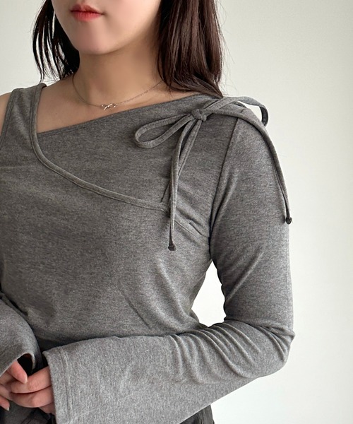 apres jour mignon（アプレジュールミニョン）の「レイヤードリボントップス【ZOZOTOWN限定アイテム】（Tシャツ/カットソー・レディース・ブラック/チャコールグレー/ダークブルー・X-LARGE/フリー）」の19枚目の写真