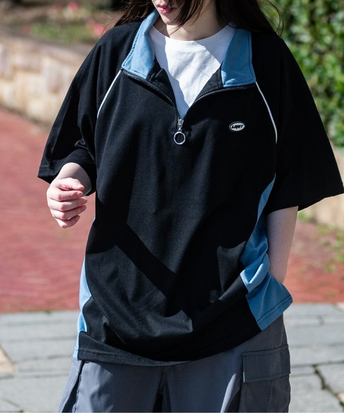 JOHN'S CLOSET（ジョンズクローゼット）の「【13】アソートパターン 半袖ハーフジップ（Tシャツ/カットソー・メンズ・ホワイト系その他3/ブラック系その他2/ホワイト系その他/ブラック系その他/ホワイト系その他2/ミント/ブルーグレー/オフホワイト/ブラック・LARGE/MEDIUM）」の7枚目の写真