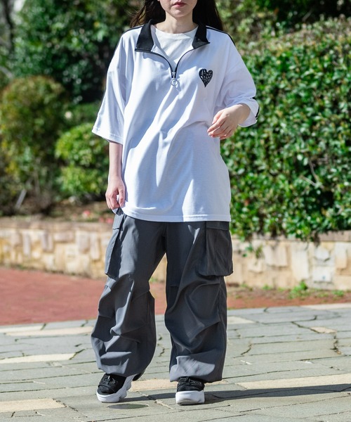 JOHN'S CLOSET（ジョンズクローゼット）の「【13】アソートパターン 半袖ハーフジップ（Tシャツ/カットソー・メンズ・ホワイト系その他3/ブラック系その他2/ホワイト系その他/ブラック系その他/ホワイト系その他2/ミント/ブルーグレー/オフホワイト/ブラック・LARGE/MEDIUM）」の20枚目の写真