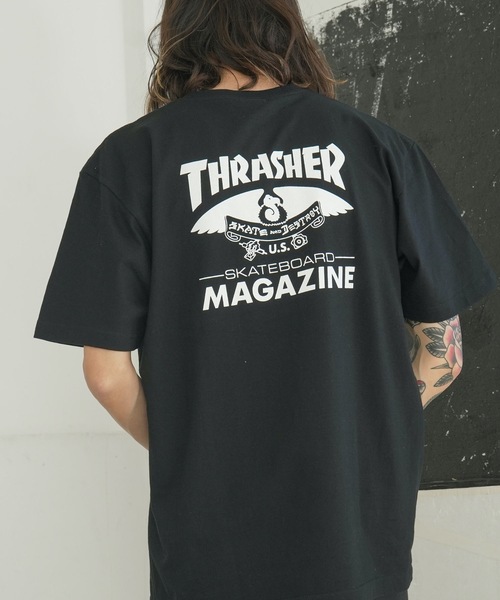 THRASHER（スラッシャー）の「Emblem S/S T-SHIRTS/スラッシャースタンダードシルエットバッグエンブレムプリント半袖Tシャツ（Tシャツ/カットソー・メンズ・ホワイト×ブラック/ブラック×ホワイト・MEDIUM/XX-LARGE/X-LARGE/LARGE）」の2枚目の写真
