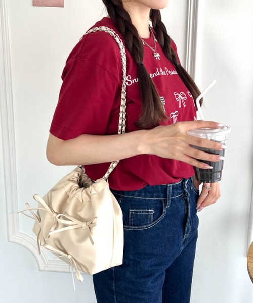 セール】【6色展開】メニーリボンチェーンショルダーバッグ