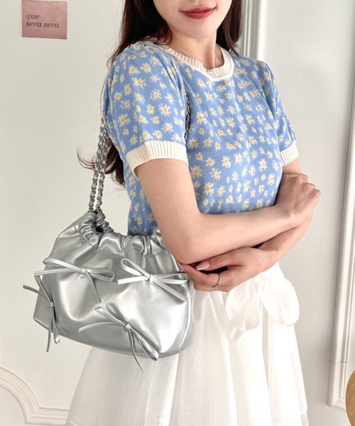 セール】【6色展開】メニーリボンチェーンショルダーバッグ