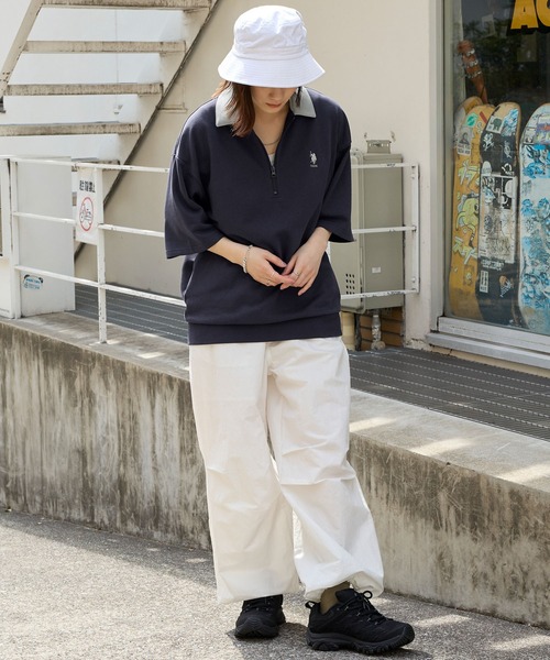 U.S. POLO ASSN.(ユーエスポロアッスン)の「U.S. POLO ASSN. /ユーエスポロアッスン 別注ワンポイント刺繍 ハーフジップ半袖プルオーバー(Tシャツ/カットソー・メンズ・ネイビー系/グレー系/ブラック系/グリーン系/ベージュ系/ホワイト系・L/M)」の21枚目の写真