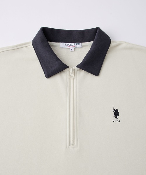 U.S. POLO ASSN.(ユーエスポロアッスン)の「U.S. POLO ASSN. /ユーエスポロアッスン 別注ワンポイント刺繍 ハーフジップ半袖プルオーバー(Tシャツ/カットソー・メンズ・ネイビー系/グレー系/ブラック系/グリーン系/ベージュ系/ホワイト系・L/M)」の16枚目の写真