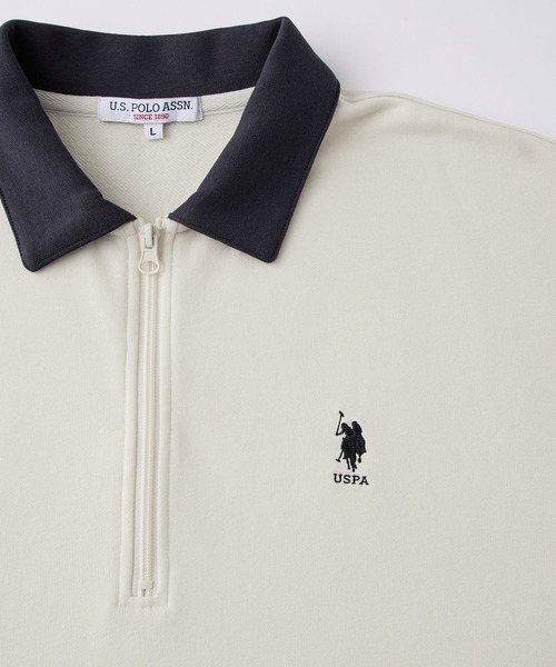 U.S. POLO ASSN.(ユーエスポロアッスン)の「U.S. POLO ASSN. /ユーエスポロアッスン 別注ワンポイント刺繍 ハーフジップ半袖プルオーバー(Tシャツ/カットソー・メンズ・ネイビー系/グレー系/ブラック系/グリーン系/ベージュ系/ホワイト系・L/M)」の8枚目の写真