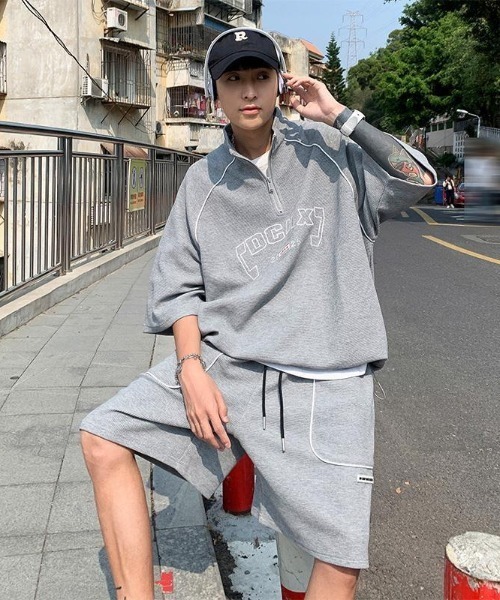 セール】ハーフジップDCHX刺繍入りセットアップ（ルームウェア