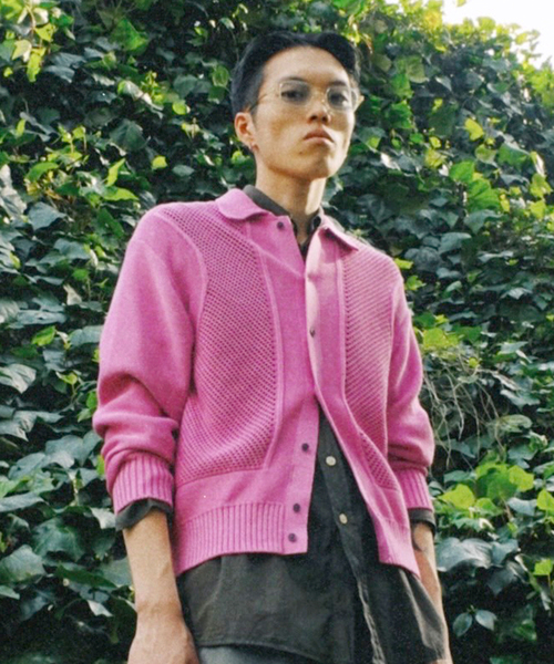 PULP/417EDIFICE（パルプフォーワンセブンエディフィス）の「ブロックメッシュ ニットポロシャツ（ニット/セーター・メンズ・スミクロ/バーガンディー・MEDIUM/LARGE）」の2枚目の写真