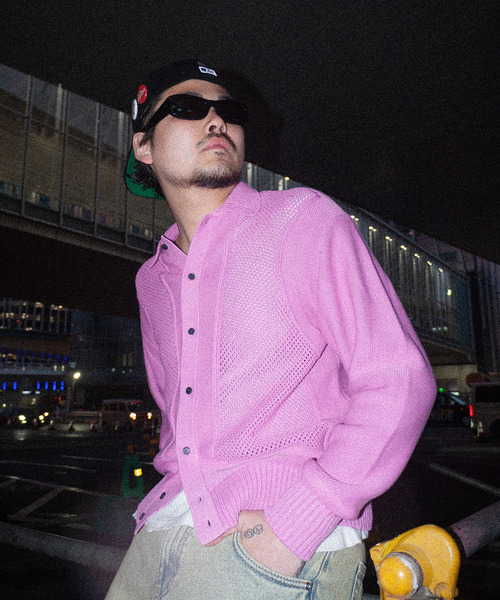 PULP/417EDIFICE（パルプフォーワンセブンエディフィス）の「ブロックメッシュ ニットポロシャツ（ニット/セーター・メンズ・スミクロ/バーガンディー・MEDIUM/LARGE）」の8枚目の写真