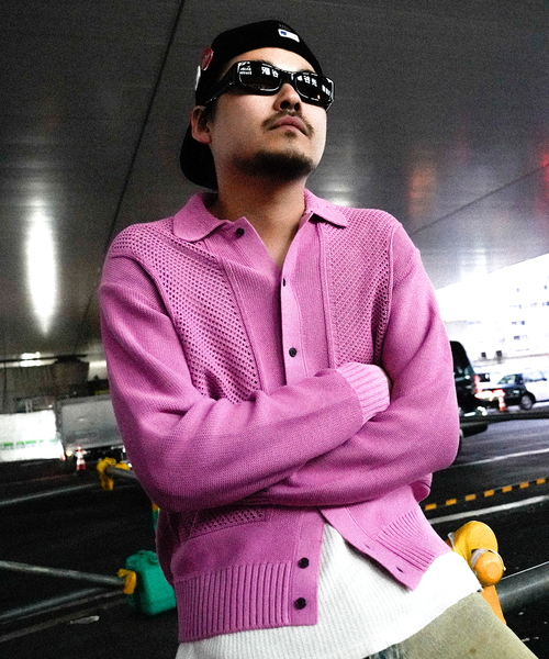 PULP/417EDIFICE（パルプフォーワンセブンエディフィス）の「ブロックメッシュ ニットポロシャツ（ニット/セーター・メンズ・スミクロ/バーガンディー・MEDIUM/LARGE）」の11枚目の写真