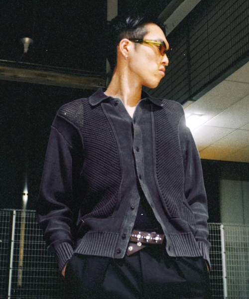 PULP/417EDIFICE（パルプフォーワンセブンエディフィス）の「ブロックメッシュ ニットポロシャツ（ニット/セーター・メンズ・スミクロ/バーガンディー・MEDIUM/LARGE）」の13枚目の写真