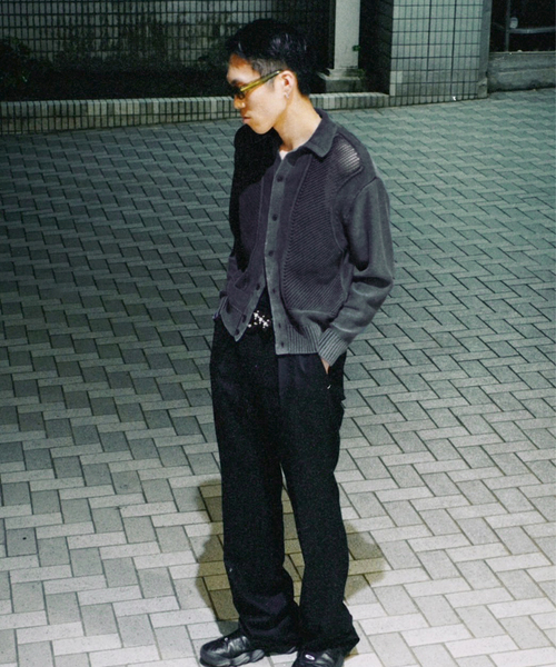 PULP/417EDIFICE（パルプフォーワンセブンエディフィス）の「ブロックメッシュ ニットポロシャツ（ニット/セーター・メンズ・スミクロ/バーガンディー・MEDIUM/LARGE）」の14枚目の写真