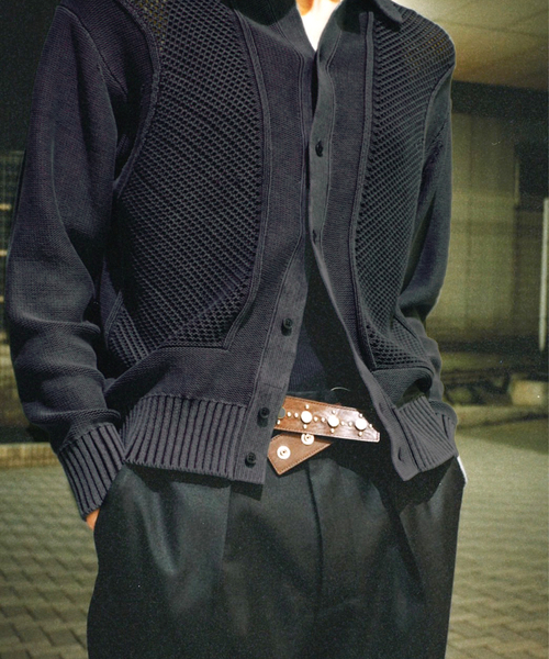 PULP/417EDIFICE（パルプフォーワンセブンエディフィス）の「ブロックメッシュ ニットポロシャツ（ニット/セーター・メンズ・スミクロ/バーガンディー・MEDIUM/LARGE）」の15枚目の写真