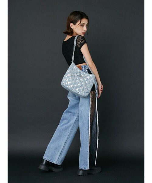 EVRIS（エヴリス）の「レースクロップドトップス（Tシャツ/カットソー・レディース・ブルー/ホワイト/ブラック・FREE）」の9枚目の写真