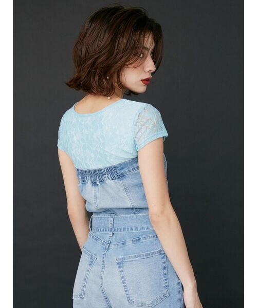 EVRIS（エヴリス）の「レースクロップドトップス（Tシャツ/カットソー・レディース・ブルー/ホワイト/ブラック・FREE）」の12枚目の写真