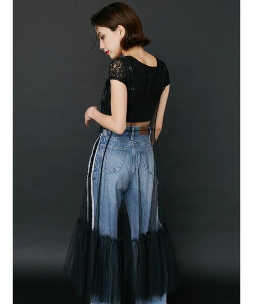 EVRIS（エヴリス）の「レースクロップドトップス（Tシャツ/カットソー・レディース・ブルー/ホワイト/ブラック・FREE）」の16枚目の写真