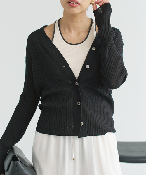 新品 IENA シアー針抜きカーディガン