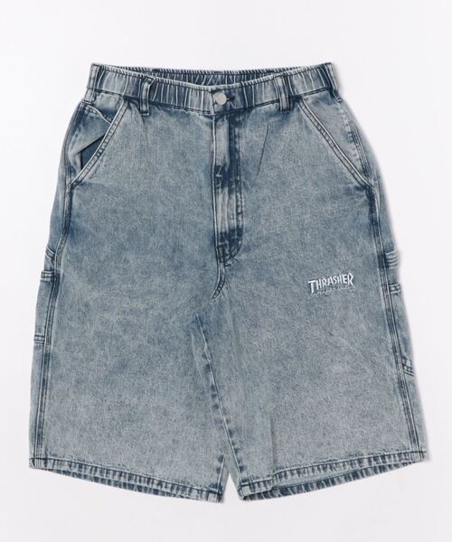 THRASHER(スラッシャー)の「【THRASHER/スラッシャー】 ケミカルウォッシュデニム ペインターショートパンツ ワイドハーフパンツ(デニムパンツ・メンズ・ブラック/サックスブルー・LARGE/X-LARGE/MEDIUM)」の2枚目の写真