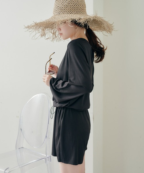 CIAOPANIC TYPY（チャオパニックティピー）の「配色メロウリブオールインワン2点SET（水着・レディース・ブラック/グレー/サックスブルー・MEDIUM/LARGE）」の4枚目の写真