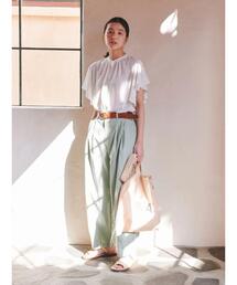 Samansa Mos2 blue | 裾ダーツコクーンパンツ(その他パンツ)