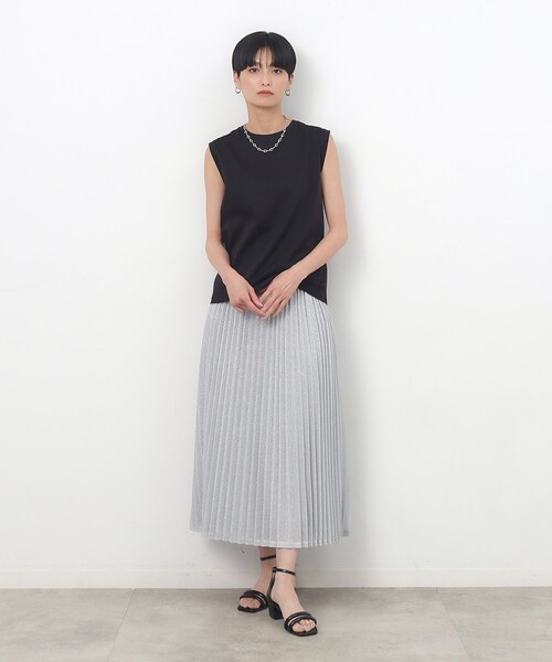 OPAQUE.CLIP（オペークドットクリップ）の「◆UV ベーシックノースリーブ／シルキースーピマ【接触冷感/洗濯機洗い可】（Tシャツ/カットソー・レディース・チャコールグレー/ホワイト/ブラック・36/38/40/42）」の14枚目の写真